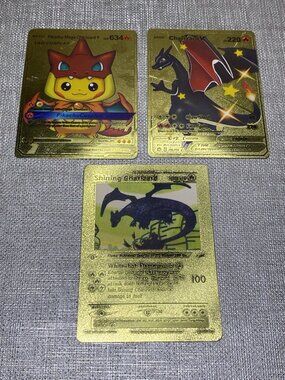 Custom Gold Charizard Pokemon Card Lot Shining Charizard 1st Edition Pikachu C